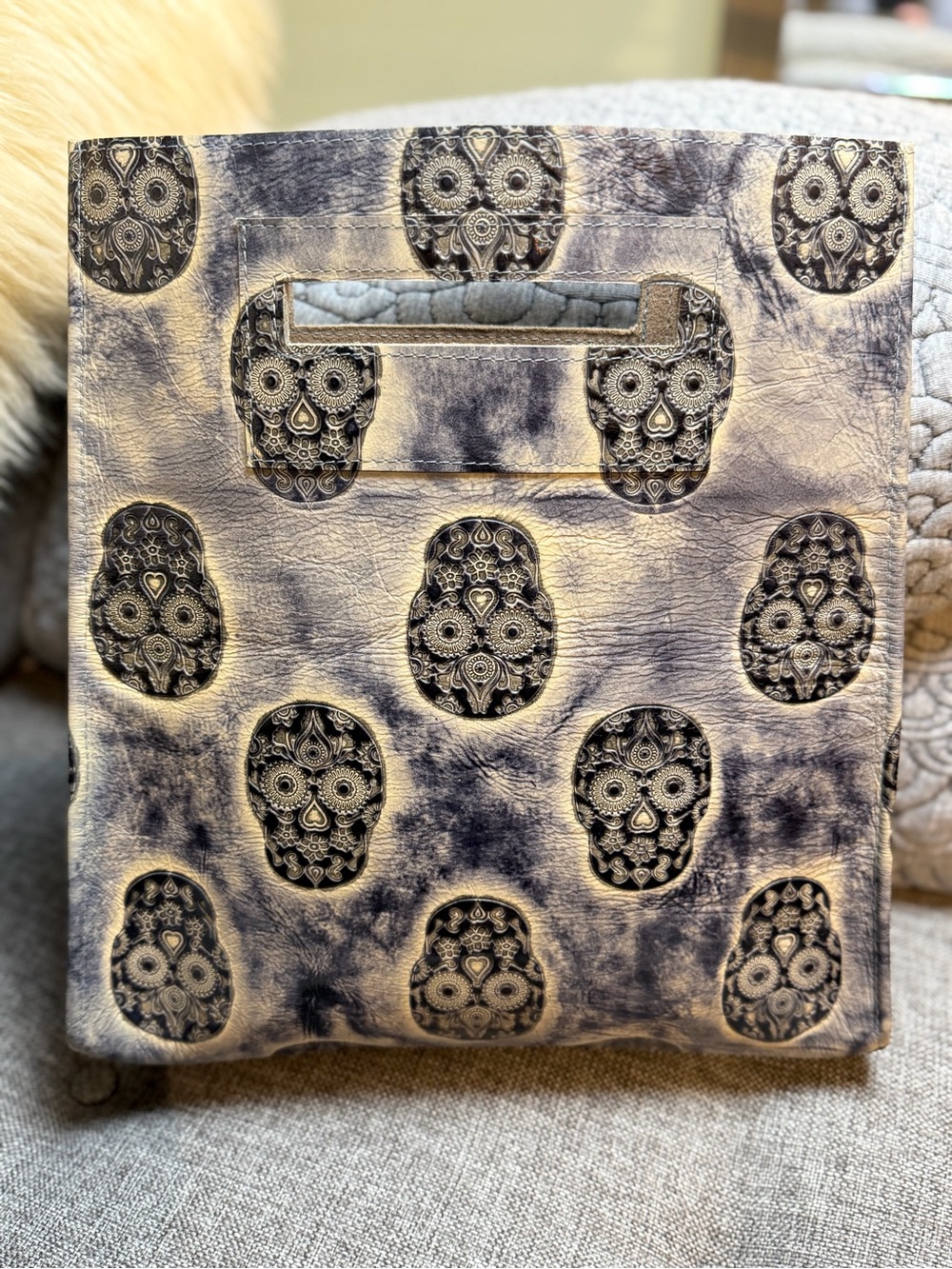 B. May Leather Bag - Embossed Skulls